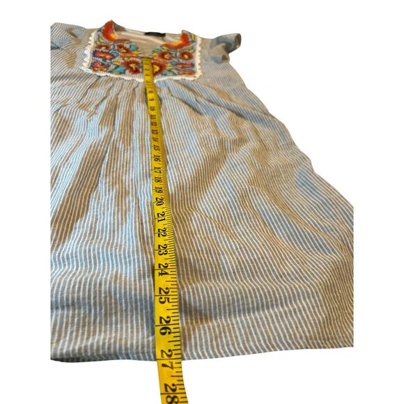 THML Gray and White Striped Dress with Floral Embroidery - Size S - Picture 10 of 14